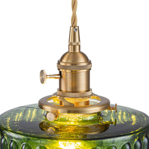 LightFixturesUSA-Scandinavian 1-Light Fluted Glass Round Drum Kitchen Pendant-Pendant Light-Transparent-