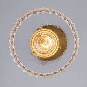 LightFixturesUSA-Scandinavian 1-Light Fluted Glass Round Drum Kitchen Pendant-Pendant Light-Transparent-