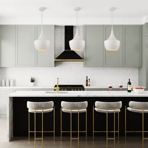 LightFixturesUSA - Scandinavian 1 - Light Geometric White Kitchen Pendant Light - Pendant Light - Teardrop - 