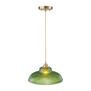 LightFixturesUSA-Scandinavian 1-Light Ribbed Glass Dome Kitchen Pendant-Pendant Light-Clear Glass-