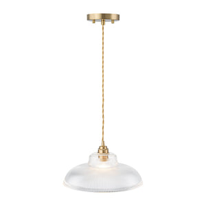 LightFixturesUSA-Scandinavian 1-Light Ribbed Glass Dome Kitchen Pendant-Pendant Light-Clear Glass-