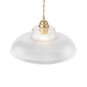 LightFixturesUSA-Scandinavian 1-Light Ribbed Glass Dome Kitchen Pendant-Pendant Light-Clear Glass-