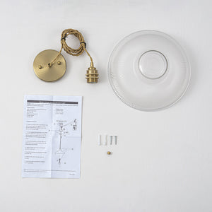 LightFixturesUSA-Scandinavian 1-Light Ribbed Glass Dome Kitchen Pendant-Pendant Light-Clear Glass-
