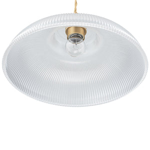 LightFixturesUSA-Scandinavian 1-Light Ribbed Glass Dome Kitchen Pendant-Pendant Light-Clear Glass-