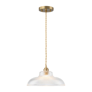 LightFixturesUSA-Scandinavian 1-Light Ribbed Glass Dome Kitchen Pendant-Pendant Light-Clear Glass-