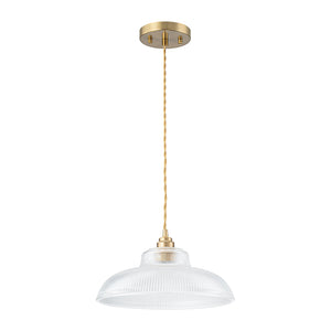 LightFixturesUSA-Scandinavian 1-Light Ribbed Glass Dome Kitchen Pendant-Pendant Light-Clear Glass-