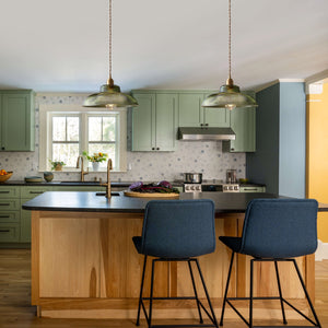 LightFixturesUSA-Scandinavian 1-Light Ribbed Glass Dome Kitchen Pendant-Pendant Light-Green Glass-