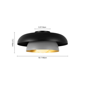 LightFixturesUSA - Scandinavian 2 - Layer Metal Dome Semi Flush Mount Light - Ceiling Light - 18 in - 