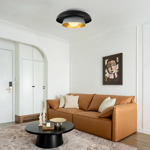 LightFixturesUSA - Scandinavian 2 - Layer Metal Dome Semi Flush Mount Light - Ceiling Light - 18 in - 