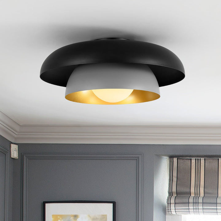 LightFixturesUSA - Scandinavian 2 - Layer Metal Dome Semi Flush Mount Light - Ceiling Light - 18 in - 