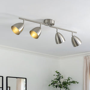 LightFixturesUSA - Scandinavian 4 - Light Adjustable Spotlight Island Linear Track Light - Ceiling Light - Nickel - 