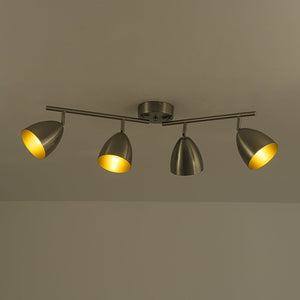 LightFixturesUSA - Scandinavian 4 - Light Adjustable Spotlight Island Linear Track Light - Ceiling Light - Nickel - 