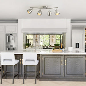 LightFixturesUSA - Scandinavian 4 - Light Adjustable Spotlight Island Linear Track Light - Ceiling Light - Nickel - 