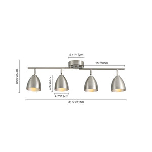 LightFixturesUSA - Scandinavian 4 - Light Adjustable Spotlight Island Linear Track Light - Ceiling Light - Nickel - 