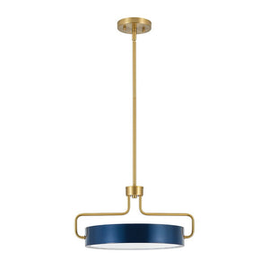 LightFixturesUSA-Scandinavian Brass Blue Round Dimmable LED Pendant-Pendant Light-16 in-