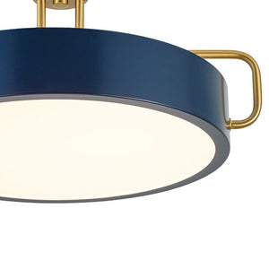 LightFixturesUSA-Scandinavian Brass Blue Round Dimmable LED Pendant-Pendant Light-16 in-