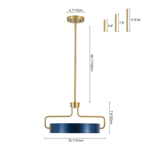 LightFixturesUSA-Scandinavian Brass Blue Round Dimmable LED Pendant-Pendant Light-16 in-