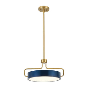 LightFixturesUSA-Scandinavian Brass Blue Round Dimmable LED Pendant-Pendant Light-16 in-