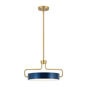 LightFixturesUSA-Scandinavian Brass Blue Round Dimmable LED Pendant-Pendant Light-16 in-
