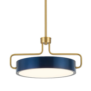 LightFixturesUSA-Scandinavian Brass Blue Round Dimmable LED Pendant-Pendant Light-16 in-