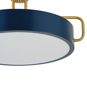 LightFixturesUSA-Scandinavian Brass Blue Round Dimmable LED Pendant-Pendant Light-16 in-