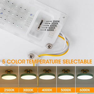 LightFixturesUSA - Scandinavian Brass White Round Dimmable LED Semi Flush Light - Ceiling Light - Green (5CCT & Pre - Order) - 