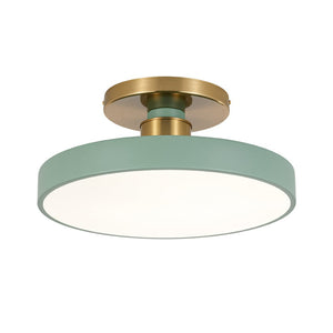 LightFixturesUSA - Scandinavian Brass White Round Dimmable LED Semi Flush Light - Ceiling Light - Green (5CCT & Pre - Order) - 