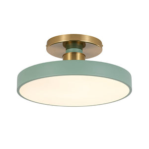LightFixturesUSA - Scandinavian Brass White Round Dimmable LED Semi Flush Light - Ceiling Light - Green (5CCT & Pre - Order) - 