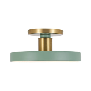 LightFixturesUSA - Scandinavian Brass White Round Dimmable LED Semi Flush Light - Ceiling Light - Green (5CCT & Pre - Order) - 