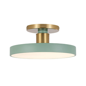 LightFixturesUSA - Scandinavian Brass White Round Dimmable LED Semi Flush Light - Ceiling Light - Green (5CCT & Pre - Order) - 