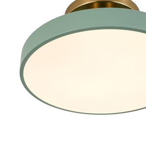 LightFixturesUSA - Scandinavian Brass White Round Dimmable LED Semi Flush Light - Ceiling Light - Green (5CCT & Pre - Order) - 