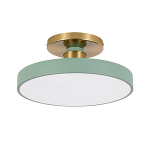 LightFixturesUSA - Scandinavian Brass White Round Dimmable LED Semi Flush Light - Ceiling Light - Green (5CCT & Pre - Order) - 
