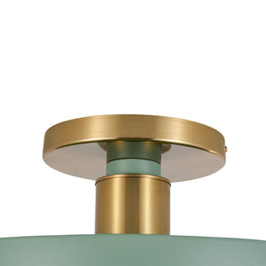 LightFixturesUSA - Scandinavian Brass White Round Dimmable LED Semi Flush Light - Ceiling Light - Green (5CCT & Pre - Order) - 