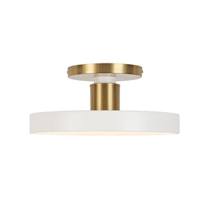 LightFixturesUSA - Scandinavian Brass White Round Dimmable LED Semi Flush Light - Ceiling Light - White - 