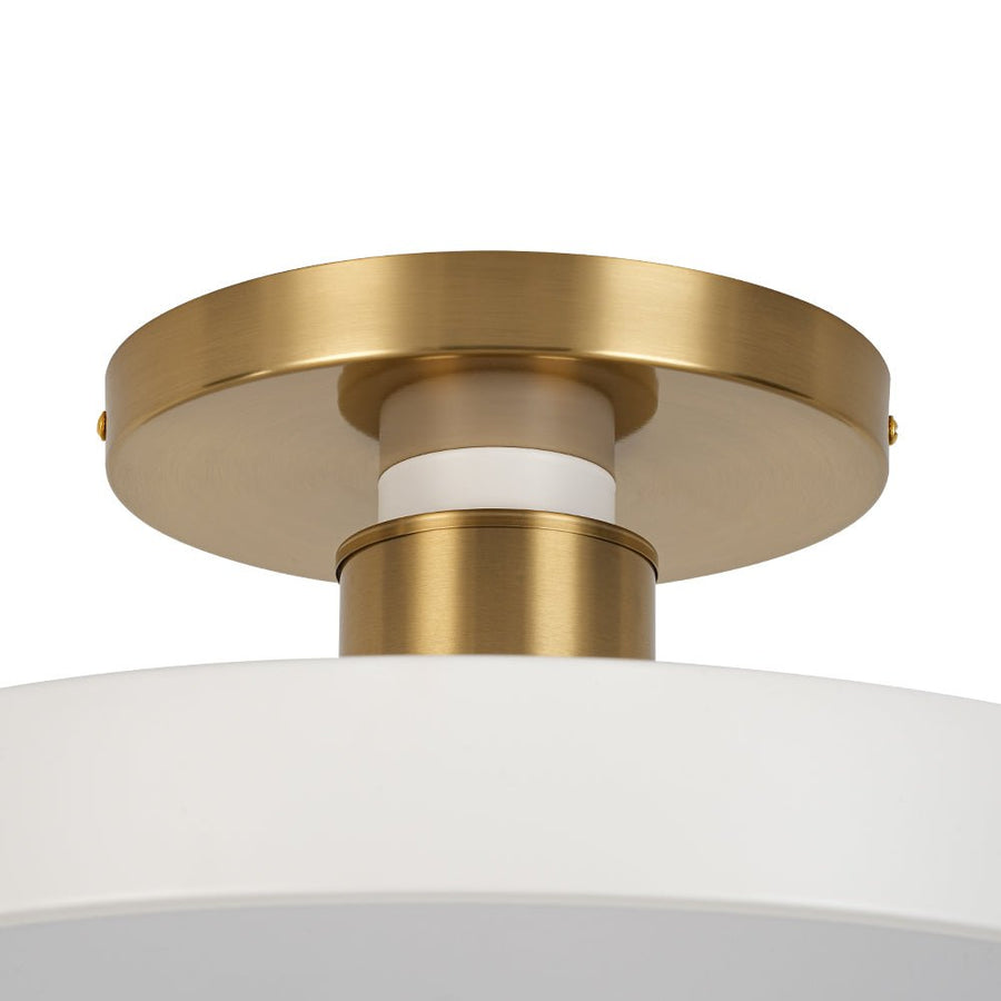 LightFixturesUSA - Scandinavian Brass White Round Dimmable LED Semi Flush Light - Ceiling Light - White - 