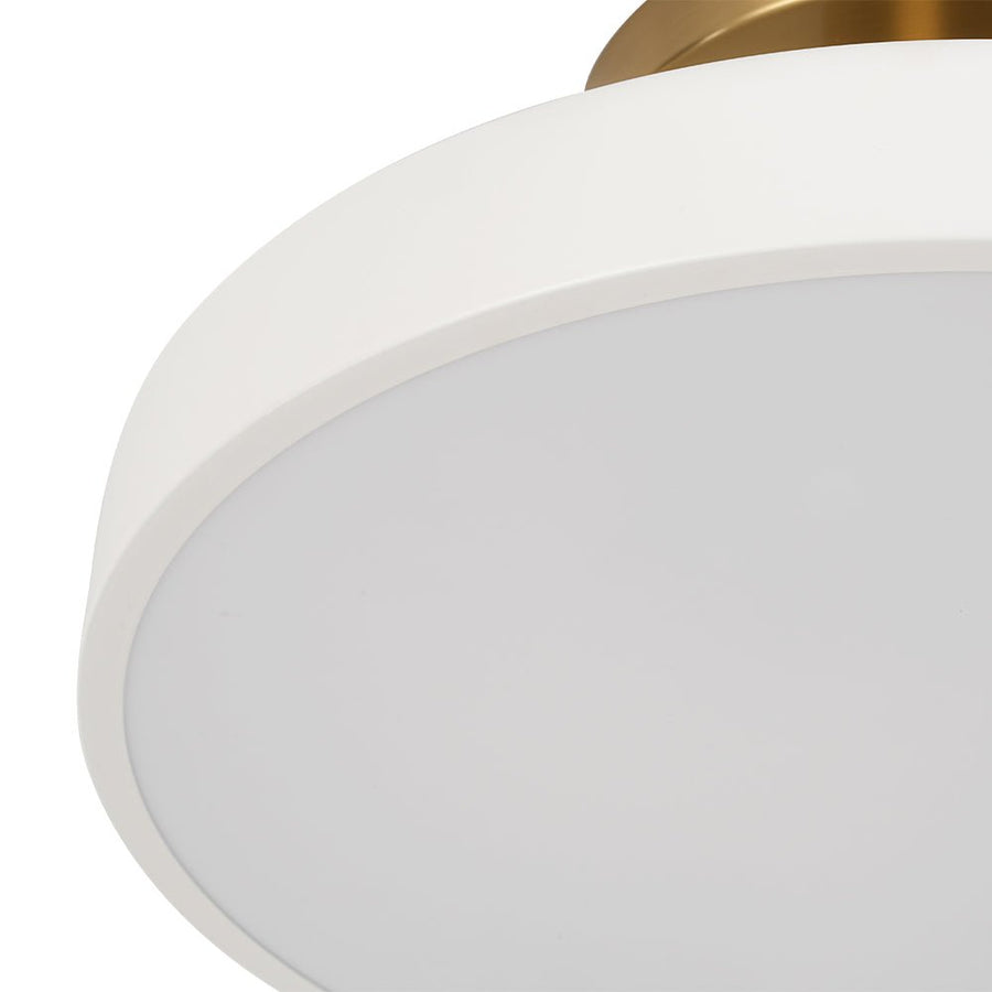 LightFixturesUSA - Scandinavian Brass White Round Dimmable LED Semi Flush Light - Ceiling Light - White - 