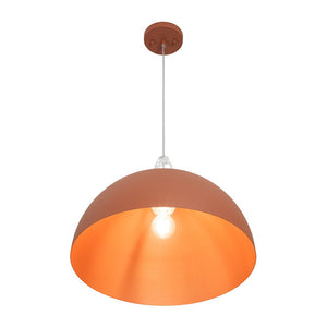 LightFixturesUSA-Scandinavian Colored Wide Metal Dome Kitchen Pendant Light-Pendant Light-Orange-
