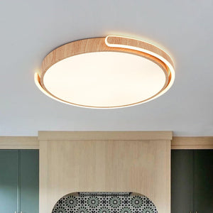 LightFixturesUSA - Scandinavian Dimmable LED Round Wood Grain Flush Mount - Ceiling Light - 20.5 in - 