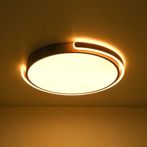 LightFixturesUSA - Scandinavian Dimmable LED Round Wood Grain Flush Mount - Ceiling Light - 20.5 in - 