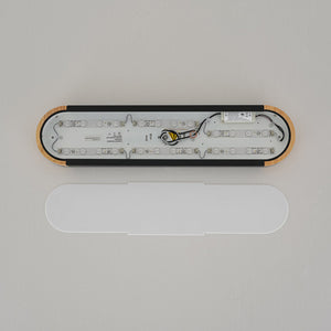 LightFixturesUSA-Scandinavian Dimmable LED Wood Oval Flush Mount Light-Ceiling Light-Black-