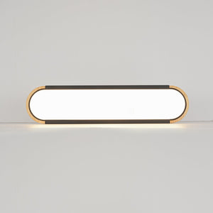 LightFixturesUSA-Scandinavian Dimmable LED Wood Oval Flush Mount Light-Ceiling Light-Black-