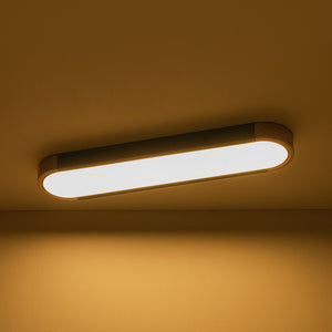 LightFixturesUSA-Scandinavian Dimmable LED Wood Oval Flush Mount Light-Ceiling Light-Black-