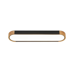 LightFixturesUSA-Scandinavian Dimmable LED Wood Oval Flush Mount Light-Ceiling Light-Black-