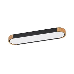 LightFixturesUSA-Scandinavian Dimmable LED Wood Oval Flush Mount Light-Ceiling Light-Black-