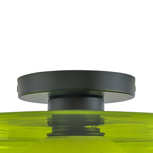 LightFixturesUSA-Scandinavian Lime Green Glass Round Drum Semi Flush Mount-Ceiling Light-13.8 in-