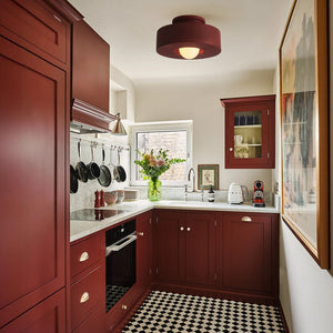 LightFixturesUSA - Scandinavian Minimalist Red Velvet Round Single Ceiling Light - Ceiling Light - Red - 