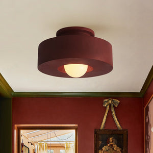 LightFixturesUSA - Scandinavian Minimalist Red Velvet Round Single Ceiling Light - Ceiling Light - Red - 