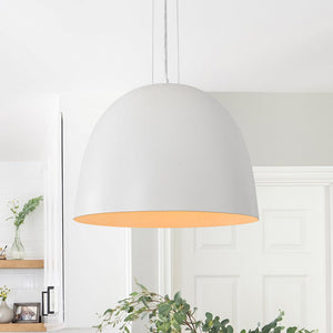 LightFixturesUSA - Scandinavian Oversized Iron White Bell Dome Pendant Light - Chandelier - White - 