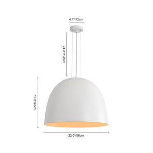 LightFixturesUSA - Scandinavian Oversized Iron White Bell Dome Pendant Light - Chandelier - White - 