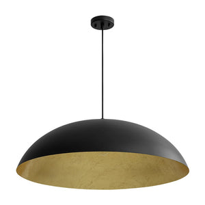 LightFixturesUSA - Scandinavian Retro Oversized Black Gold Flat Dome Metal Pendant - Chandelier - Black+Gold - 